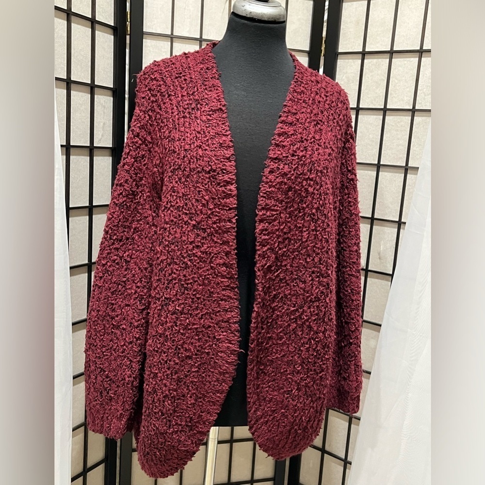 Kensie Maroon Knit OVERSIZED CHUNK CARDIGAN, SWEATER WOMEN SIZE XL: - Picture 8 of 11